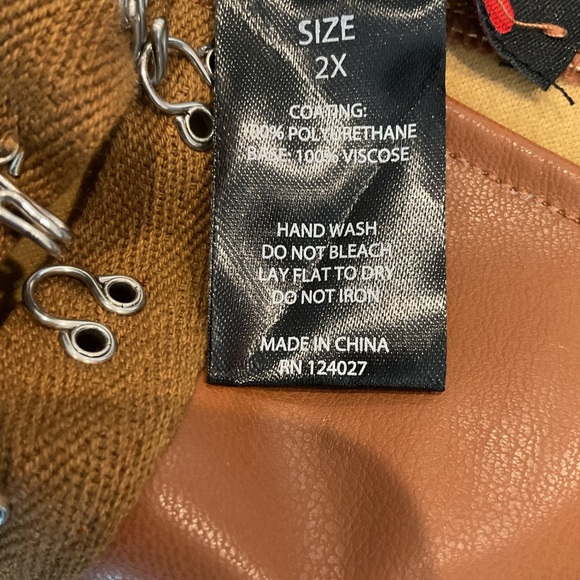 OPPA Brown Pleather Stretchy Wide Corset Bustier Eyelet Belt Y2K Gift sz 2X, NWT - Picture 3 of 4